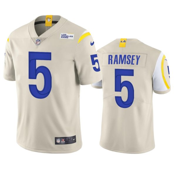Exceptional Los Angeles Rams #5 Jalen Ramsey Men's Vapor Limited NFL Jersey Bone Collectors this is a must have Add this Rams item to your collection