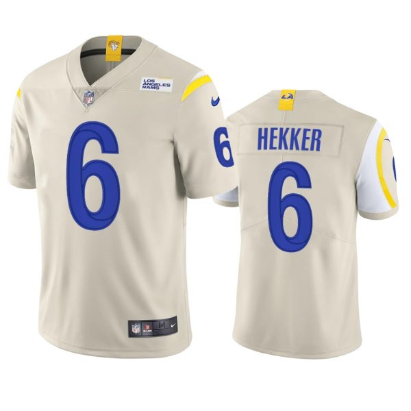 Stunning Los Angeles Rams #6 Johnny Hekker Men's Vapor Limited NFL Jersey Bone Limited stock Order now to show your love for the Rams