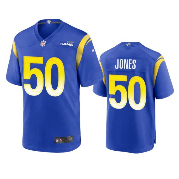 Outstanding Los Angeles Rams #50 Ernest Jones Men's Game NFL Jersey Royal Collectors this is a must have Add this Rams item to your collection