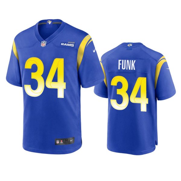 Amazing Los Angeles Rams #34 Jake Funk Men's Game NFL Jersey Royal Retailers boost your inventory Order these popular Rams products