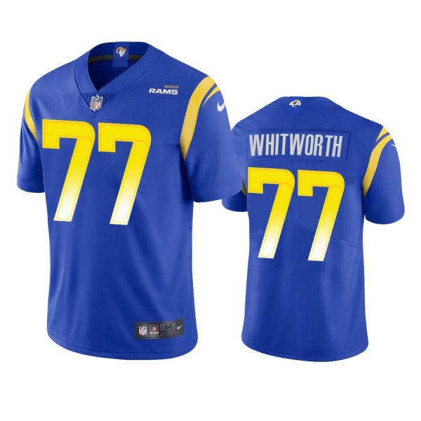 Outstanding Los Angeles Rams #77 Andrew Whitworth Men's Vapor Limited NFL Jersey Royal Hurry Exclusive offer Place your order for Rams gear immediately