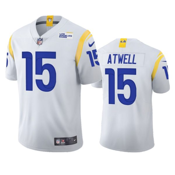 Premium Los Angeles Rams #15 Tutu Atwell Men's 2021 Vapor Limited NFL Jersey White Act fast Only a few left Secure your Rams apparel today