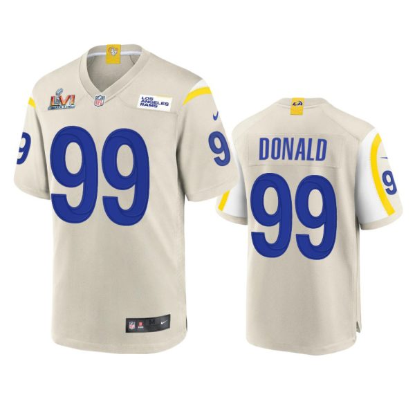 Stunning Los Angeles Rams #99 Aaron Donald Men's Super Bowl LVI Patch Game NFL Jersey Bone Collectors this is a must have Add this Rams item to your collection