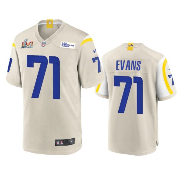 HighQuality Los Angeles Rams #71 Bobby Evans Men's Super Bowl LVI Patch Game NFL Jersey Bone Limited stock Order now to show your love for the Rams