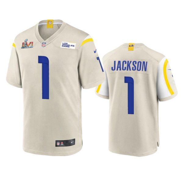 Fantastic Los Angeles Rams #1 Desean Jackson Men's Super Bowl LVI Patch Game NFL Jersey Bone Collectors this is a must have Add this Rams item to your collection
