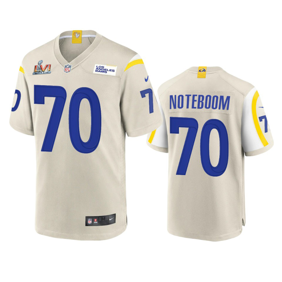 Delightful Los Angeles Rams #70 Joseph Noteboom Men's Super Bowl LVI Patch Game NFL Jersey Bone Sports fans this is your chance Order soon to support the Rams