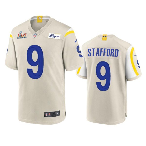 Exceptional Los Angeles Rams #9 Matthew Stafford Men's Super Bowl LVI Patch Game NFL Jersey Bone For a short time available Don't miss your chance to own Rams clothing