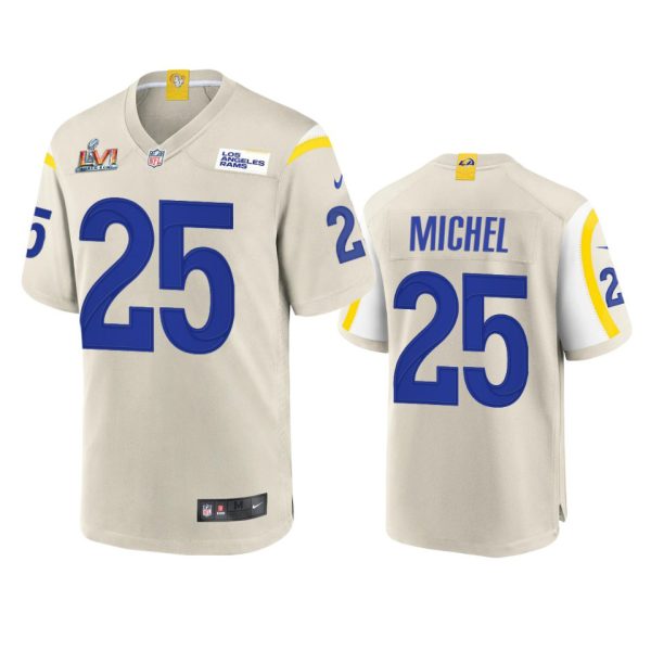 Exceptional Los Angeles Rams #25 Sony Michel Men's Super Bowl LVI Patch Game NFL Jersey Bone Sports fans this is your chance Order soon to support the Rams