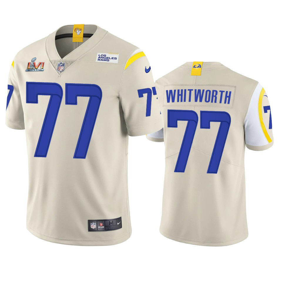 HighQuality Los Angeles Rams #77 Andrew Whitworth Men's Super Bowl LVI Patch Vapor Limited NFL Jersey Bone Be among the first to own Order your Rams stuff right away