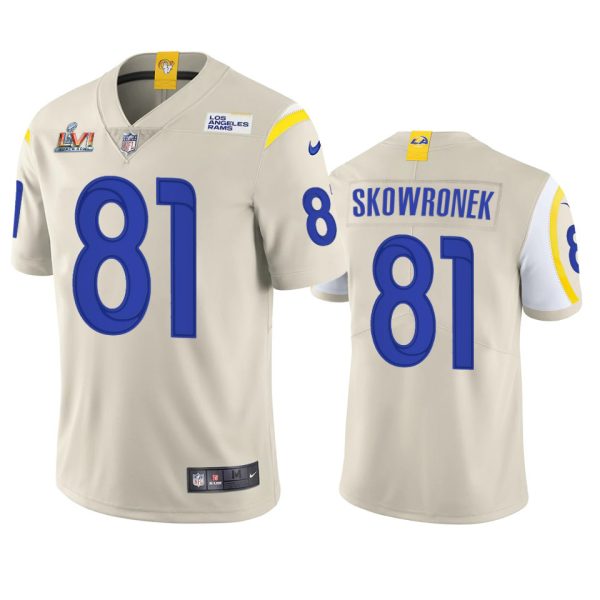 Superb Los Angeles Rams #81 Ben Skowronek Men's Super Bowl LVI Patch Vapor Limited NFL Jersey Bone Limited stock Order now to show your love for the Rams