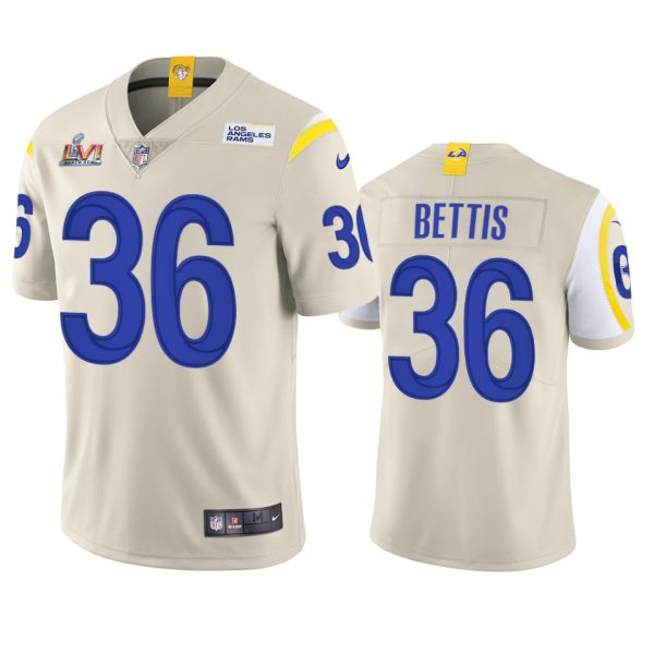 Fantastic Los Angeles Rams #36 Jerome Bettis Men's Super Bowl LVI Patch Vapor Limited NFL Jersey Bone For a short time available Don't miss your chance to own Rams clothing