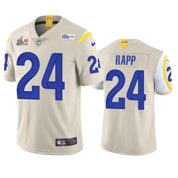 Outstanding Los Angeles Rams #24 Taylor Rapp Men's Super Bowl LVI Patch Vapor Limited NFL Jersey Bone With high demand Order now to wear your Rams pride