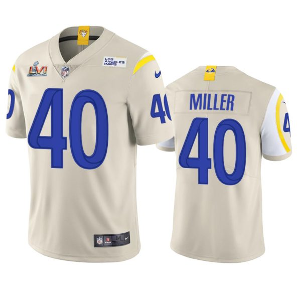 Premium Los Angeles Rams #40 Von Miller Men's Super Bowl LVI Patch Vapor Limited NFL Jersey Bone Sports enthusiasts Seize the opportunity Order your Rams merchandise