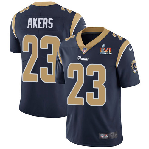Fantastic Rams #23 Cam Akers Navy Blue Team Color Super Bowl LVI Patch Youth Stitched NFL Vapor Untouchable Limited Jersey Be among the first to own Order your Rams stuff right away