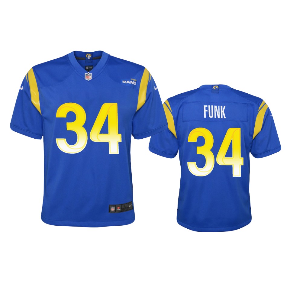 Superb Los Angeles Rams #34 Jake Funk Youth Game NFL Jersey Royal Act fast Only a few left Secure your Rams apparel today