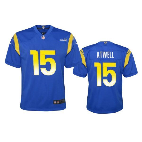 Amazing Los Angeles Rams #15 Tutu Atwell Youth Game NFL Jersey Royal Collectors this is a must have Add this Rams item to your collection