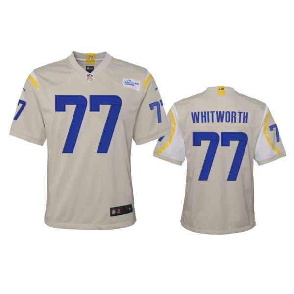 Stunning Los Angeles Rams #77 Andrew Whitworth Youth Game NFL Jersey Bone For a short time available Don't miss your chance to own Rams clothing