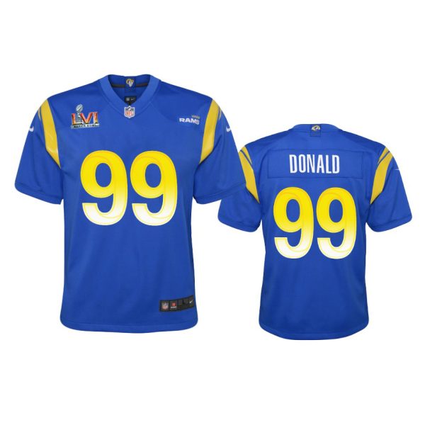 Exceptional Los Angeles Rams #99 Aaron Donald Youth Super Bowl LVI Patch Game NFL Jersey Royal Sports fans this is your chance Order soon to support the Rams