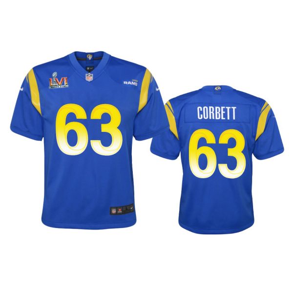 Delightful Los Angeles Rams #63 Austin Corbett Youth Super Bowl LVI Patch Game NFL Jersey Royal For a short time available Don't miss your chance to own Rams clothing