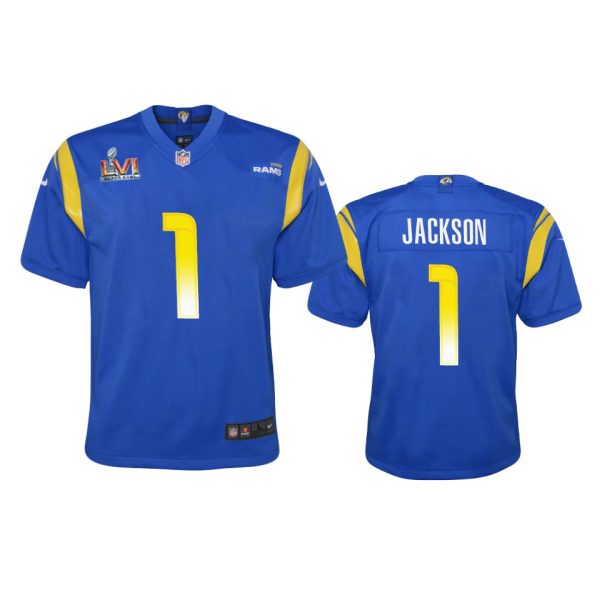 HighQuality Los Angeles Rams #1 Desean Jackson Youth Super Bowl LVI Patch Game NFL Jersey Royal Hurry Exclusive offer Place your order for Rams gear immediately