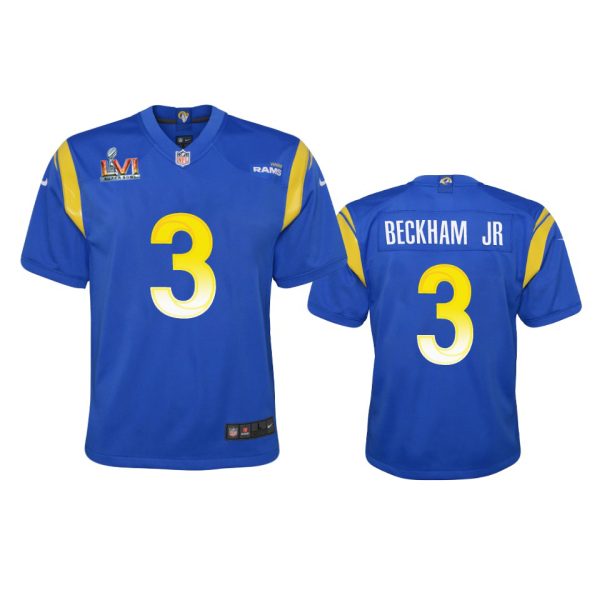HighQuality Los Angeles Rams #3 Odell Beckham Jr. Youth Super Bowl LVI Patch Game NFL Jersey Royal Hurry Exclusive offer Place your order for Rams gear immediately