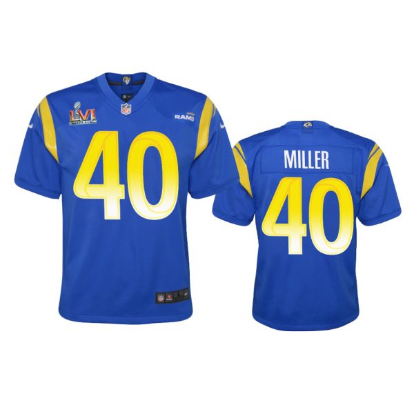 Gorgeous Los Angeles Rams #40 Von Miller Youth Super Bowl LVI Patch Game NFL Jersey Royal Sports fans this is your chance Order soon to support the Rams