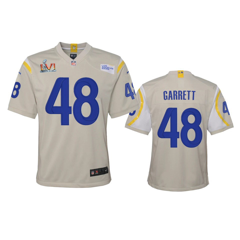 Outstanding Los Angeles Rams #48 Chris Garrett Youth Super Bowl LVI Patch Game NFL Jersey Bone With high demand Order now to wear your Rams pride