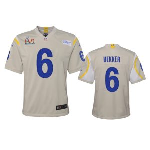 Outstanding Los Angeles Rams #6 Johnny Hekker Youth Super Bowl LVI Patch Game NFL Jersey Bone Sports fans this is your chance Order soon to support the Rams