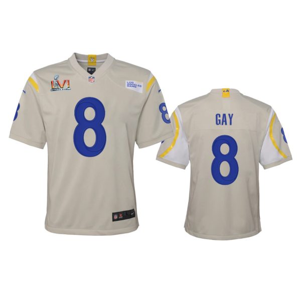 Outstanding Los Angeles Rams #8 Matt Gay Youth Super Bowl LVI Patch Game NFL Jersey Bone Limited stock Order now to show your love for the Rams
