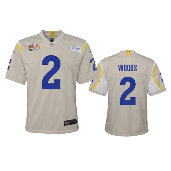 Exceptional Los Angeles Rams #2 Robert Woods Youth Super Bowl LVI Patch Game NFL Jersey Bone With high demand Order now to wear your Rams pride
