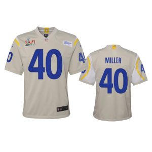 Fantastic Los Angeles Rams #40 Von Miller Youth Super Bowl LVI Patch Game NFL Jersey   Bone For a short time available Don't miss your chance to own Rams clothing