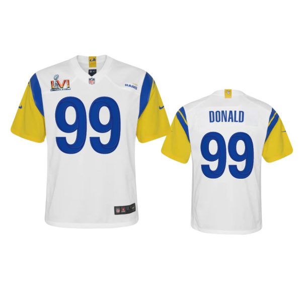 Superb Los Angeles Rams #99 Aaron Donald Youth Super Bowl LVI Patch Alternate Game NFL Jersey White For a short time available Don't miss your chance to own Rams clothing