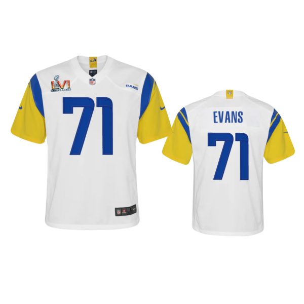 Stunning Los Angeles Rams #71 Bobby Evans Youth Super Bowl LVI Patch Alternate Game NFL Jersey White With high demand Order now to wear your Rams pride