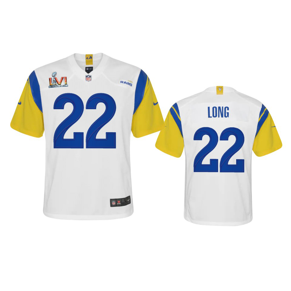 Outstanding Los Angeles Rams #22 David Long Youth Super Bowl LVI Patch Alternate Game NFL Jersey White With high demand Order now to wear your Rams pride