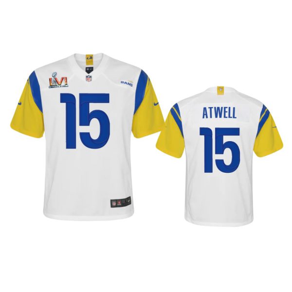 Delightful Los Angeles Rams #15 Tutu Atwell Youth Super Bowl LVI Patch Alternate Game NFL Jersey White For a short time available Don't miss your chance to own Rams clothing