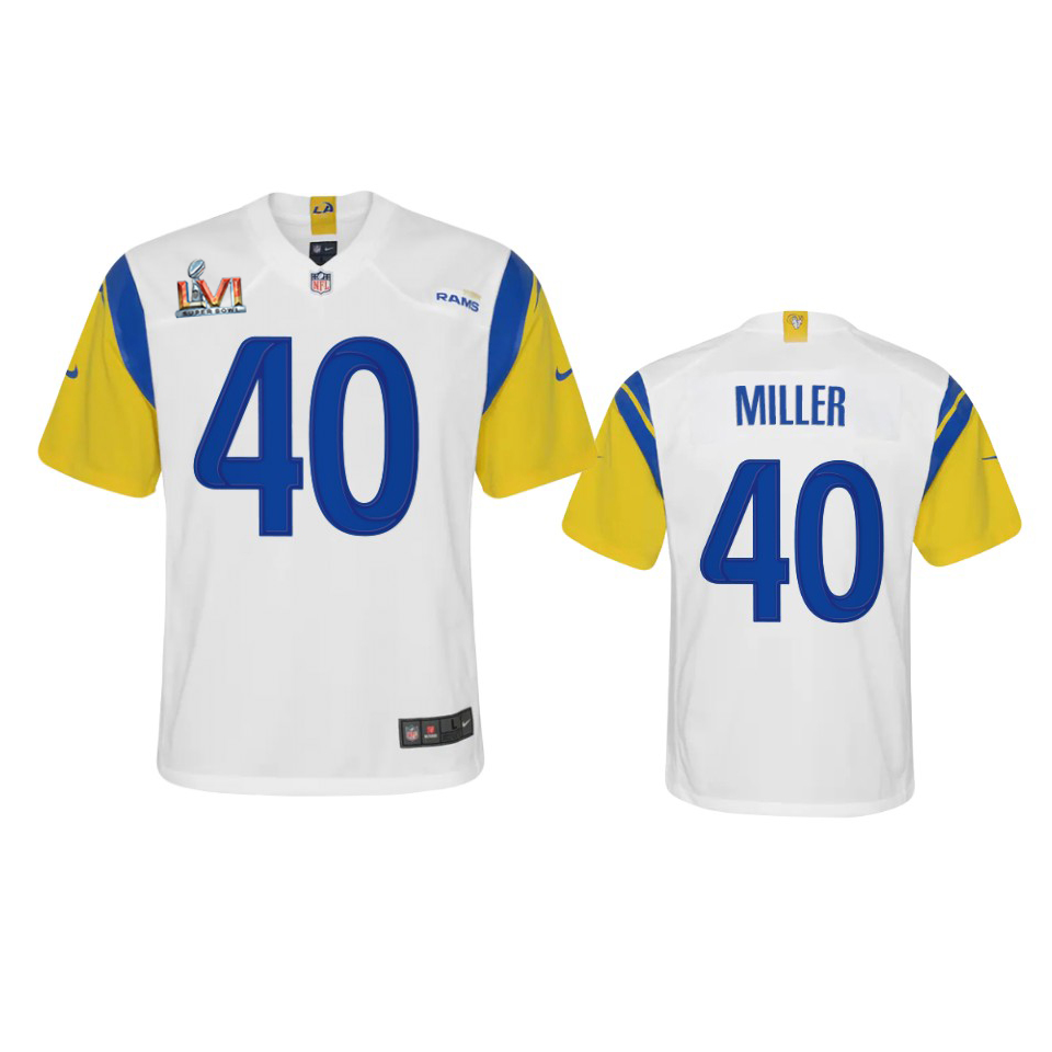 Superb Los Angeles Rams #40 Von Miller Youth Super Bowl LVI Patch Alternate Game NFL Jersey White Hurry Exclusive offer Place your order for Rams gear immediately