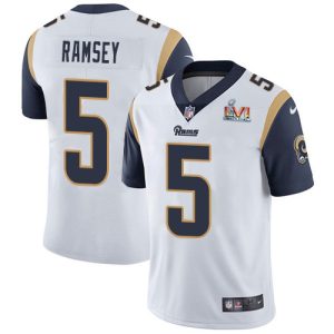 Fantastic Rams #5 Jalen Ramsey White Super Bowl LVI Patch Youth Stitched NFL Vapor Untouchable Limited Jersey Collectors this is a must have Add this Rams item to your collection