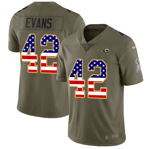 Premium Rams #42 Ethan Evans Olive/USA Flag Youth Stitched NFL Limited 2017 Salute To Service Jersey Hurry Exclusive offer Place your order for Rams gear immediately
